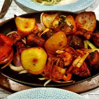 Aubergine shashlick. at Shah's in Wellesbourne