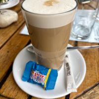 Oat milk latte  at Calf & Bloom in Amsterdam