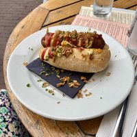 Vegan hot dog  at Calf & Bloom in Amsterdam