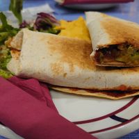 Vegan halloumi Mexican grilled wrap at Bryter Moon Deli in Leicester