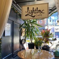 A corner table inside at Lightbox Cafe in Philadelphia