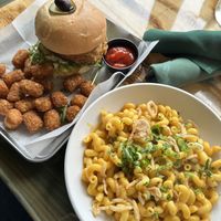 Chicken Sammy with tots; Mac n cheese  at Green Kitchen in Cleveland