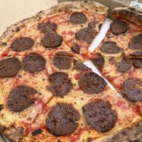 Tofu cashew mozzarella with seitan pepperoni   at Pizza Creature in Portland