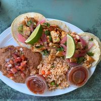 Tacos with tofu   at Holy Guacamole in Vancouver