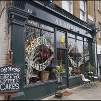 Store front at Aladdin's Cafe in North London