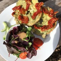 Bagel avocado  at Hassop Station Cafe in Bakewell