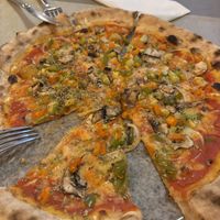 Veggie pizza with vegan cheese   at Ristorante 377 in Gran Canaria