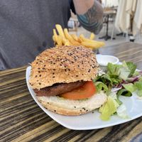 Vegan burger from Moving Mountain    at Balzunetta Restaurant in Floriana