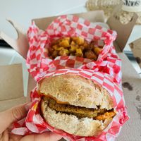 Vegan chicken burger  at Veggie Vendetta in Buenos Aires