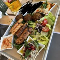 Amazing veggie platter. I (vegan) and my bf (veggie) had a great time here. V knowledgable and put dairy n cheese (scribbled out) on side which my bf could eat but I could avoid.   at EATERY in Athens