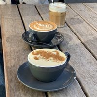 turmeric latte and regular lattes  at The Milkman in Edinburgh