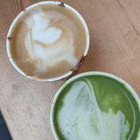 Coffee and matcha lattes at The Milkman in Edinburgh