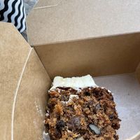 Carrot cake, sorry, started being eaten before the camera came out!   at The Milkman in Edinburgh