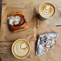 Almond croissant & cinnamon bun at The Milkman in Edinburgh