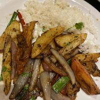 Seitan with veggies and rice (portion was twice as much) at Guille Veggie in Buenos Aires