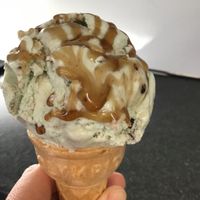 Mint choc chip w caramel sauce  at Get Licks in Prudhoe