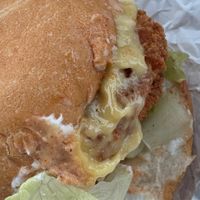 Fish sandwich weekly special (vegan fish filet, cheese, mayo, and lettuce) at Loving Hut in Reynoldsburg