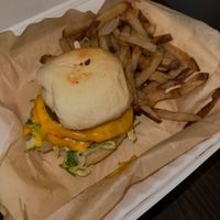 Kai Smashburger, the fries are cooked with smoked onions! at The Smokin' Onion in Asheville