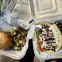 Trashy Burger and Seitan Gyroo  at The Smokin' Onion in Asheville
