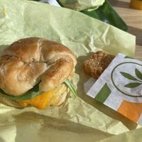 Bacon, cheese, egg & spinach croissant  at Plant Power Fast Food - Craig Rd in Las Vegas