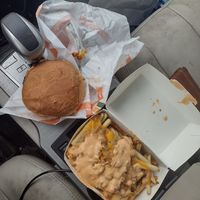 Cheese burger and iconic fries. at Plant Power Fast Food - Craig Rd in Las Vegas