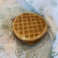 Chicken waffle sandwich  at Plant Power Fast Food - Craig Rd in Las Vegas