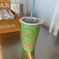 Strawberry dragon fruit drink  at Plant Power Fast Food - Craig Rd in Las Vegas