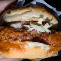 Nashville hot chicken sandwich at Plant Power Fast Food - Craig Rd in Las Vegas