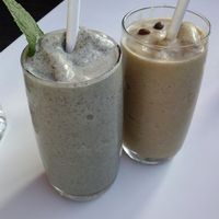 I Am Cool and I Am Eternal shakes at Cafe Gratitude- Larchmont in Hollywood