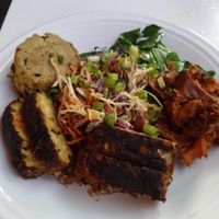 I Am Resolved Southern food plate at Cafe Gratitude- Larchmont in Hollywood