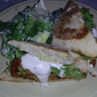 'I Am Awesome' eggplant parmesan panini at Cafe Gratitude- Larchmont in Hollywood
