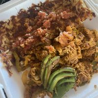 Southwest Delight, that I got to go for later. Pretty tasty! Wasn’t offered any vegan sour cream so maybe they don’t have it anymore? Heads up on that.  at Biscuits Cafe in Portland