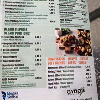 Vegan menu  at Gyros House in Kalampaka