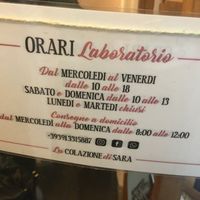 Opening hours at La Colazione di Sara in Turin