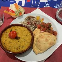 vegan empanadas, quinoa salad and a corn casserole  at La Casa Chilena in Urtenen Schoenbuehl
