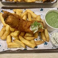 Regular cod & chips with mushy peas & tartar  at The No Catch Co in Brighton