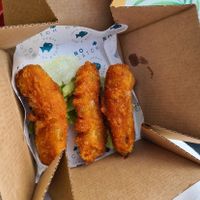 3x battered sausages at The No Catch Co in Brighton