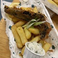 Tofish and chips (at Bristol Vegan Fayre)  at The No Catch Co in Brighton