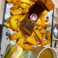 Tofish and chips with curry sauce   at The No Catch Co in Brighton