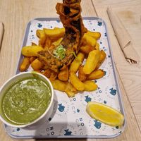 Cod, chips, and peas at The No Catch Co in Brighton