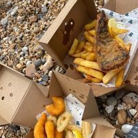 calamari and lemon shrimp (left), tofish & chips (right) at The No Catch Co in Brighton
