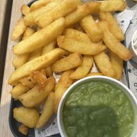 Triple cooked fried with Mushy Peas  at The No Catch Co in Brighton