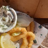 Vegan Calamari is very realistic, a definite winner at The No Catch Co in Brighton