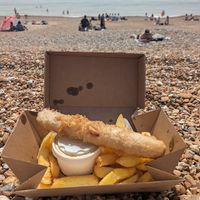 Sausage and chips at The No Catch Co in Brighton