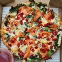 vegan earth killer with peppadew and extra tomato sauce at Ohio Pie Co in Rocky River