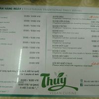 Menu in English language at Thuy in Da Nang