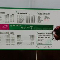 the menu in Vietnamese  at Thuy in Da Nang