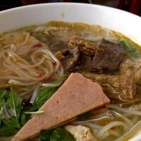 Bún Bò Huế Chay 20,000 VND (A noodle soup with faux beef and pork with tofu and a tasty broth.) at Thuy in Da Nang