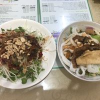 Papaya salad (super spicy) and some noodle soup  at Thuy in Da Nang