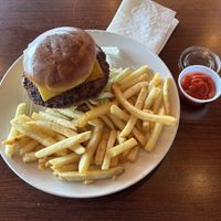 Impossible burger with pretzel bun  at American Wild Burger in Des Plaines